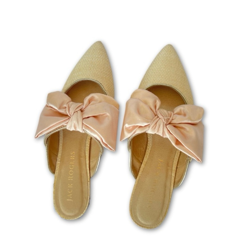 Jack Roger’s Heidi Cream Woven bow pointed toe mule